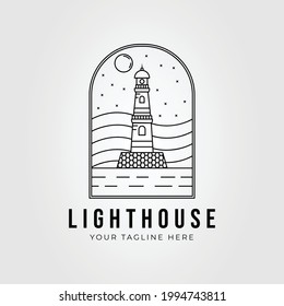 diseño de ilustración vectorial del logotipo de faro de arte de línea beacon. símbolo de torre de faro