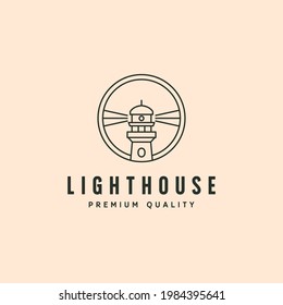 line art lighthouse logo vector symbol illustration design, lighthouse circle logo design