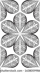 Line art like a flower with strange patterns.Seamless design.Vector seamless pattern.