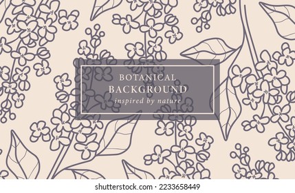 Line art lilacs flower branch background