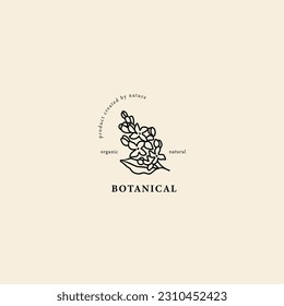 Line art lilacs flower branch logo