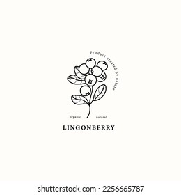 Ilustración de bifurcación de líneas de arte lingonberry