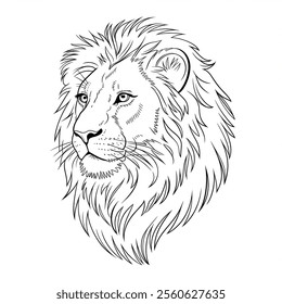 A line art lion head illustration of a coloring page 