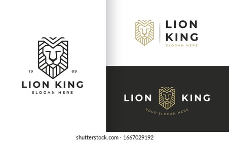 Line art lion logo design
