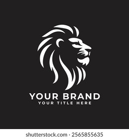 Line art lion logo design