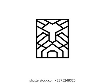 Line Art Lion Logo Vector Illustration | Animal Modern Symbol