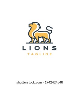 Line Art Lion Vector Illustration Logo Design Template