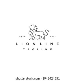 Line Art Lion Vector Illustration Logo Design Template