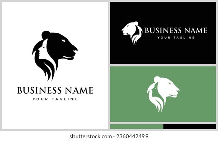 line art lioness logo design