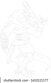 line art lizard outline drawing