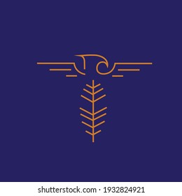 Line Art logo Bald Eagle for brand