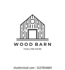 line art logo barn vector illustration