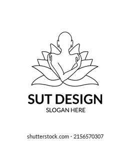  Line Art Logo Buddha Or Hindu Meditation Logo Vector