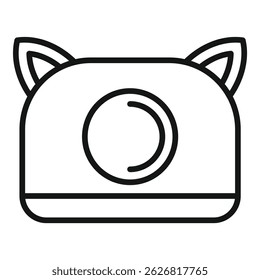 Line art logo of a cat camera, ideal for businesses related to pet photography, animal influencers, or pet related products