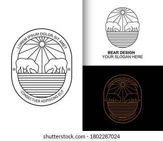 line art logo concept bears under the sun illustration