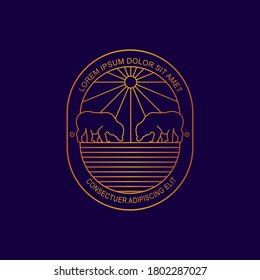 el concepto de logotipo de arte de línea lleva debajo de la ilustración solar