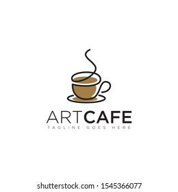 line art logo cup and plate vector