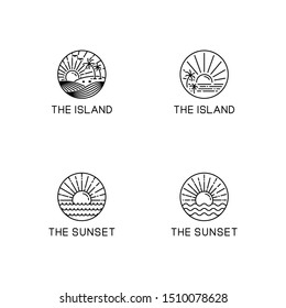 line art logo design concept of summer beaches and tropical islands