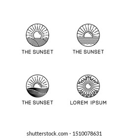 line art logo design concept of summer beaches and tropical islands