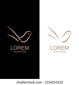Line art logo design vector. modern bird sketch International brand template illustration. minimal and modern style