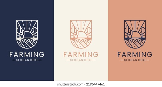 Line art logo for farming agriculture