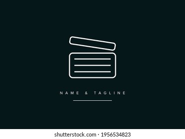 A line art logo icon of Film clapboard. minimal production logo