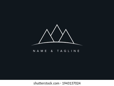 Line art Logo icon of mountains. logo of peak or summit 