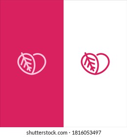 line art logo from a leaf and heart shape