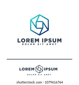 line art logo for lens camera vector editable