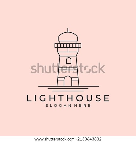 line art logo lighthouse minimalist vector illustration symbol design