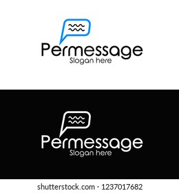 line art logo with message in inital P blu color vector
