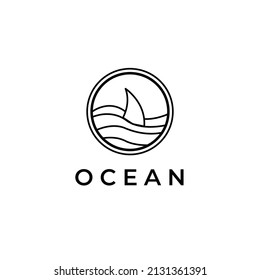 line art logo ocean vector design illustration