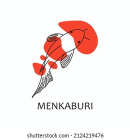 Logo de arte de línea naranja Koi Fish simple clasificado como Menkaburi Koi Fish 