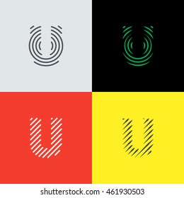 Line art logo set. Letter "U" design. Eps10 vector illustration.