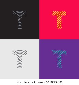 Line art logo set. Letter "T" design. Eps10 vector illustration.