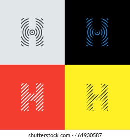Line art logo set. Letter "H" design. Eps10 vector illustration.