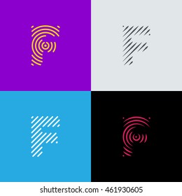 Line art logo set. Letter "F" design. Eps10 vector illustration.