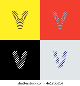 Line art logo set. Letter "V" design. Eps10 vector illustration.