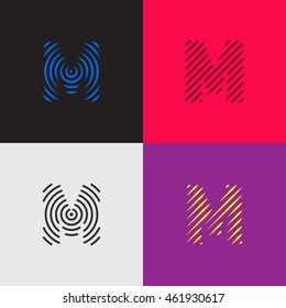 Line art logo set. Letter "M" design. Eps10 vector illustration.