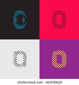Line art logo set. Letter "O" design. Eps10 vector illustration.