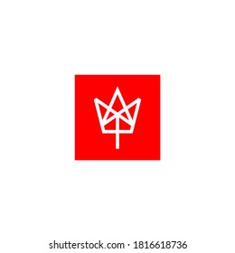 line art logo that form a maple leaf and a crown