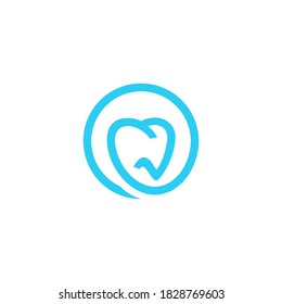 line art logo of a tooth in a circle. for dental clinics and dentists