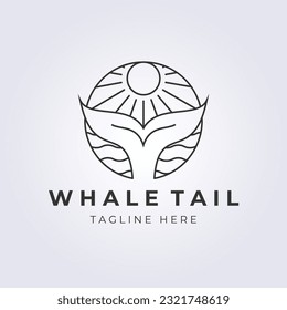 Line art logo Whale tail vector illustration design