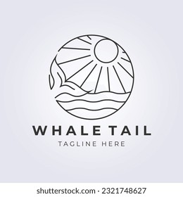 Line art logo Whale tail vector illustration design