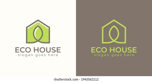 Line Art Logos Of Home Or House Nature With Leaf Symbol Designs Template