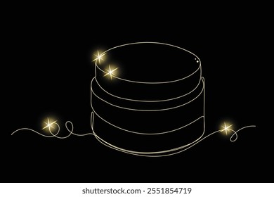 Silhueta de garrafa de loção de linha. Uma Ilustração De Linha Contínua Com Brilho. Cartão de Natal ou Ano Novo ou Modelo de Convite. Promoção De Venda De Desconto De Feriado. Beleza e conceito de cuidados. 