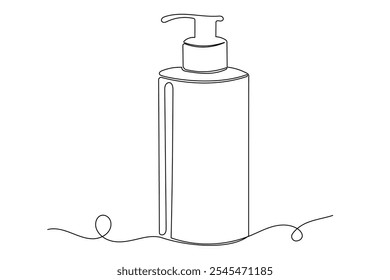 Line Art Lotion Tube Bottle Silhouette Icon. One Continuous Line Drawing. Editable Vector Thin Doodle Stroke Sketch. Skincare and Everyday Beauty Routine Concept.