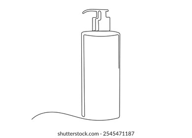 Line Art Lotion Tube Bottle Silhouette Icon. One Continuous Line Drawing. Editable Vector Thin Doodle Stroke Sketch. Skincare and Everyday Beauty Routine Concept.