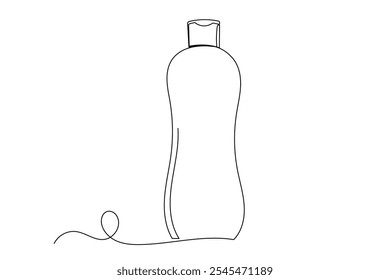 Line Art Lotion Tube Bottle Silhouette Icon. One Continuous Line Drawing. Editable Vector Thin Doodle Stroke Sketch. Skincare and Everyday Beauty Routine Concept.