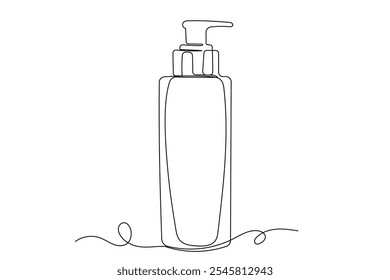 Line Art Lotion Tube Bottle Silhouette Icon. One Continuous Line Drawing. Editable Vector Thin Doodle Stroke Sketch. Skincare and Everyday Beauty Routine Concept.